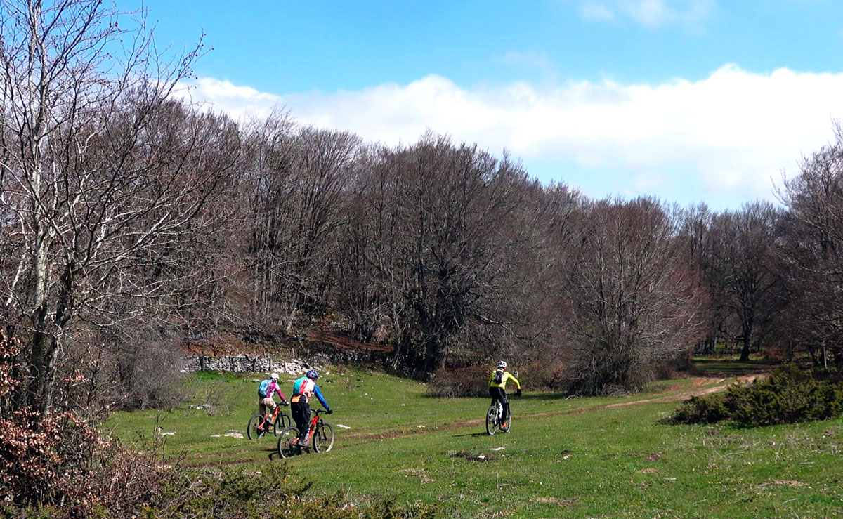 Ciclistas en los Rasos de Urbasa